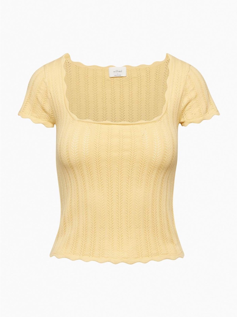 Wilfred Parcel Top short-sleeve pointelle sweater pastel yellow